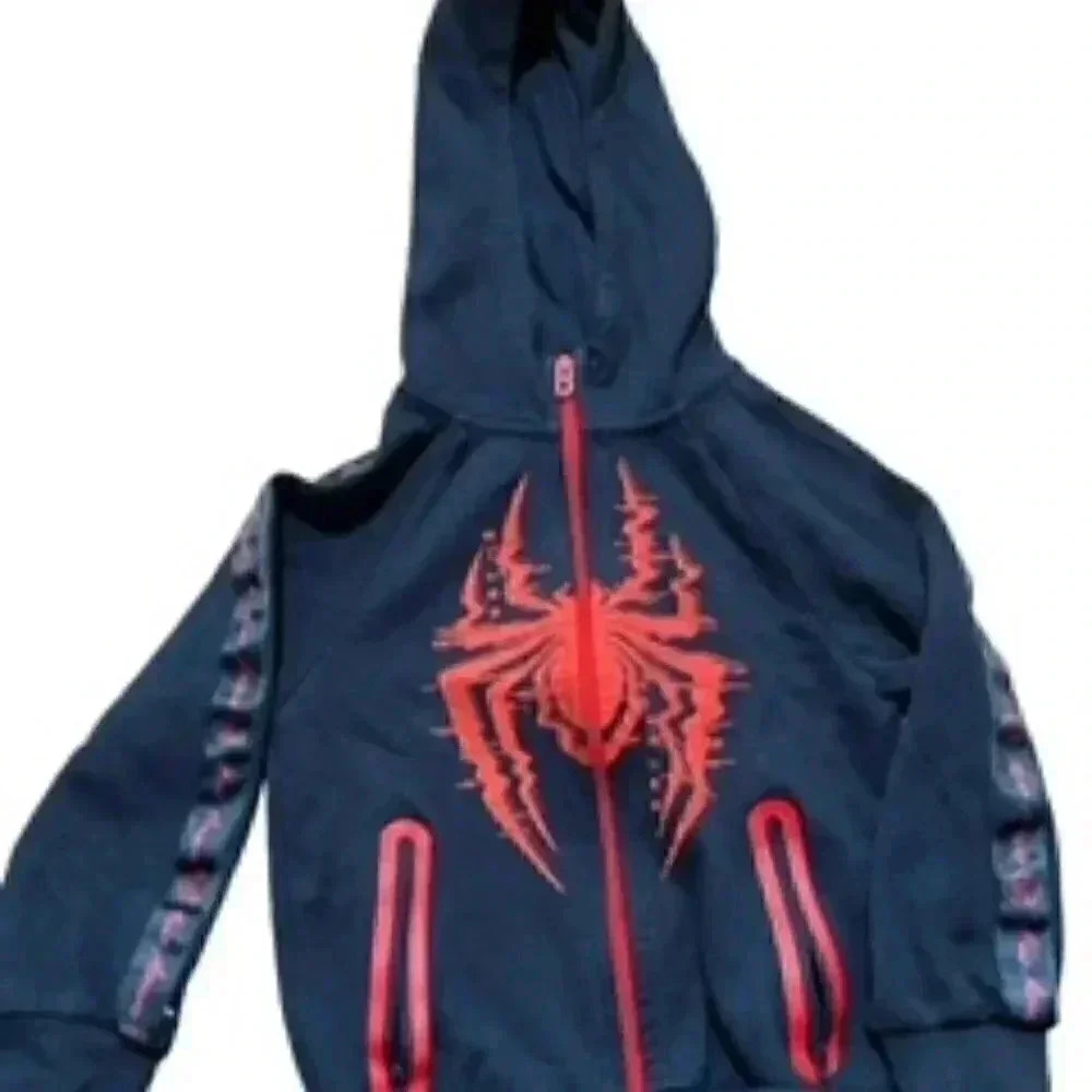 Marvel Spider-Man Full Zip Miles Morales Boys Hoodie Sz 5‎ EUC
